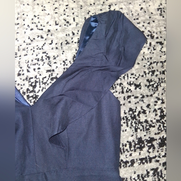 EUC Jenny Yoo Collection Size 4 Navy Ruffle Silk Blend Quiet Luxury Dress! - Picture 11 of 16